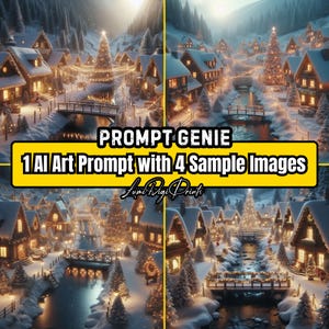 Weihnachtsdorf AI Art Prompt & PNG Bild-Bundle, Weihnachts-AI Art Prompt, Urlaub Junk Journal Grußkarte Designs, digitaler Download,