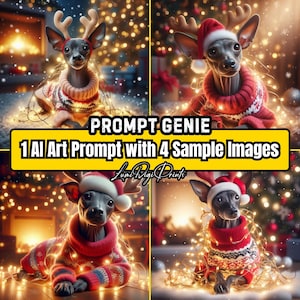 Xolo AI Art Prompt und PNG-Bundle, Weihnachts-AI Art Prompt, Xolo Dog Art für Feiertagsgrußkarten, digitale Kunst Download, mexikanische Hundekunst