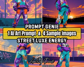 Street Luxe AI Art Prompt | 90s Fashion PNGs (Digital Download)