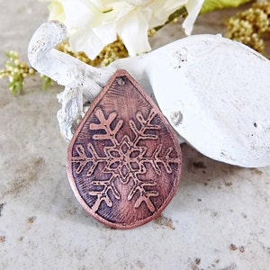 Handmade Snowflake Copper Charm, Artisan Jewelry Components, DIY Jewelry, Rustic Charms, Boho Charms for Jewelry, Handmade Artisan Charms