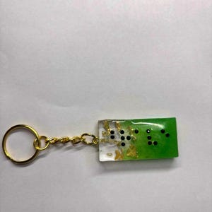 CUSTOMIZE Braille Resin Keychain; Shape: Medium Rectangle