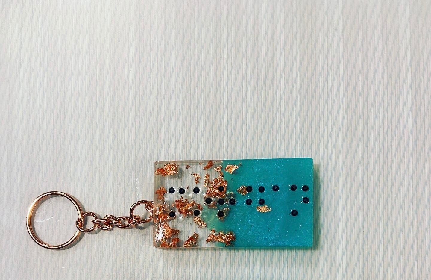 CUSTOMIZE Braille Resin Keychain Shape Large Rectangle Etsy