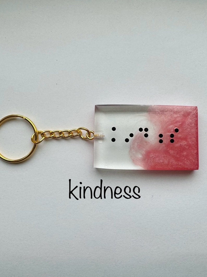 Braille Resin Keychain kindness Etsy