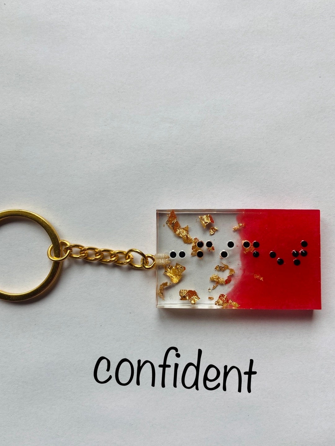 Braille Resin Keychain confident Etsy