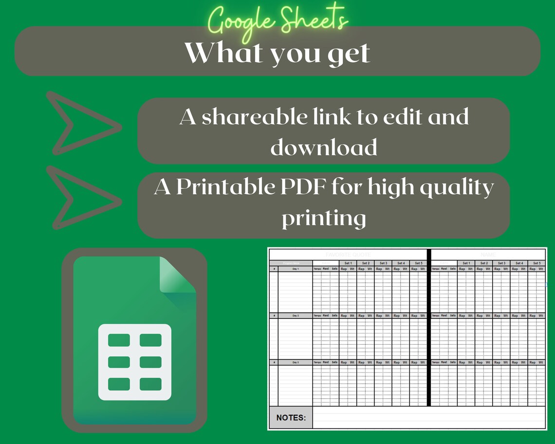 Fitness Printable Fitness Planner Workout Template Google Sheets Weight