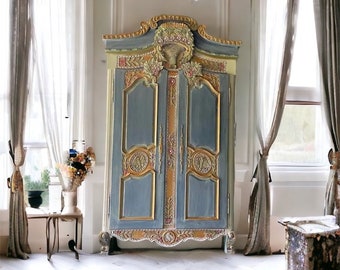 Custom Order Option:  Exquisite Blue French Country Armoire Wardrobe