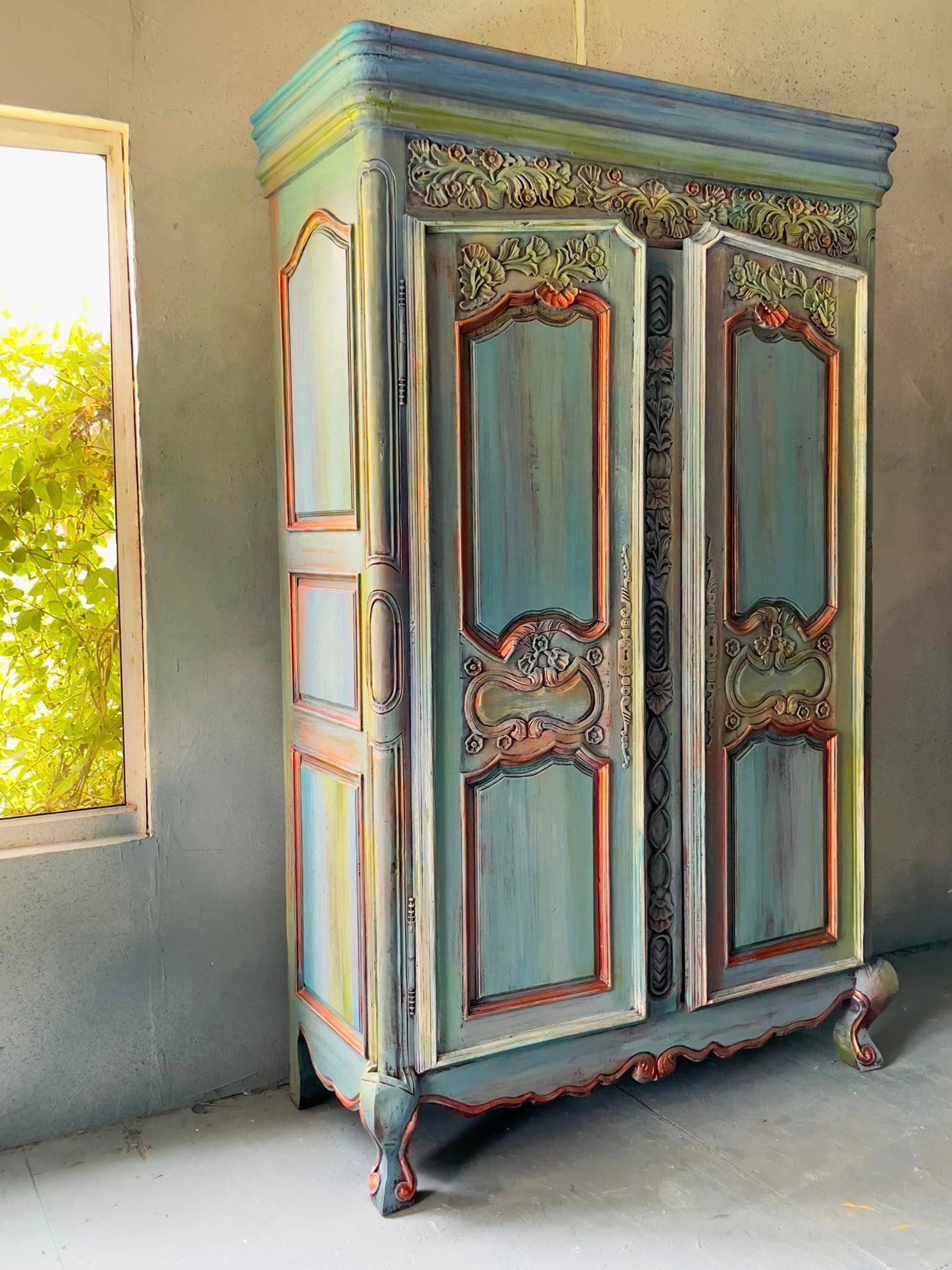Custom Order Option: Vintage Hand-painted Spanish Style Armoire