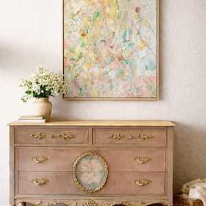 Custom Order Option: Hand-Painted Antique French Dresser & Original Fine Art Painting