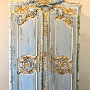Custom Order Option: Vintage Ornate Painted French Armoire Wardrobe - Etsy
