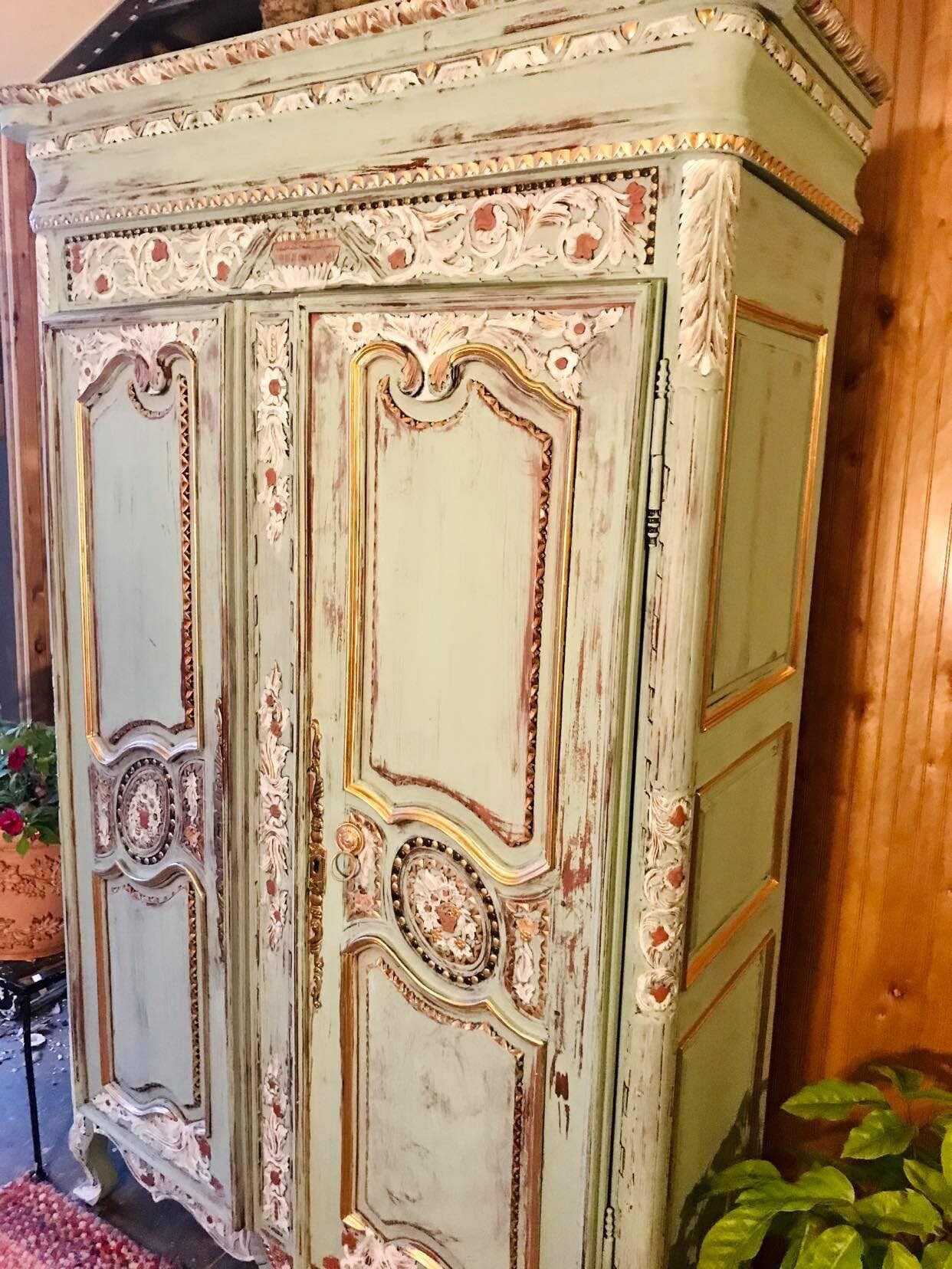 Custom Order Option: Hand-painted Vintage French Wedding Armoire ...