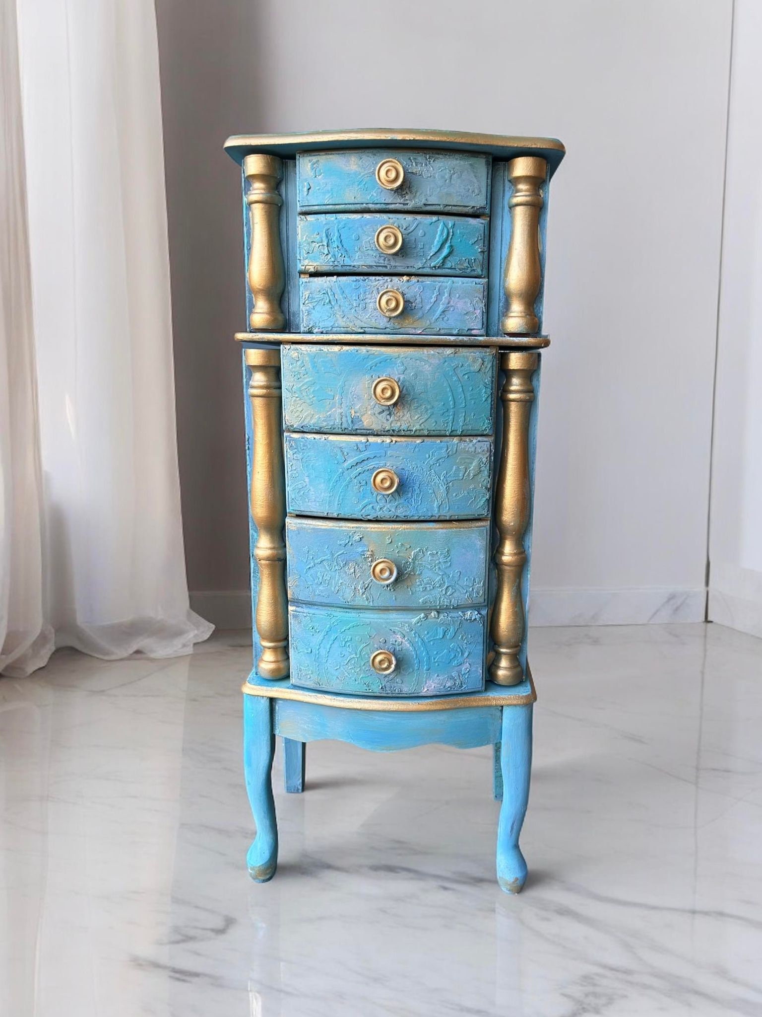 Blue Jewelry Armoire Etsy