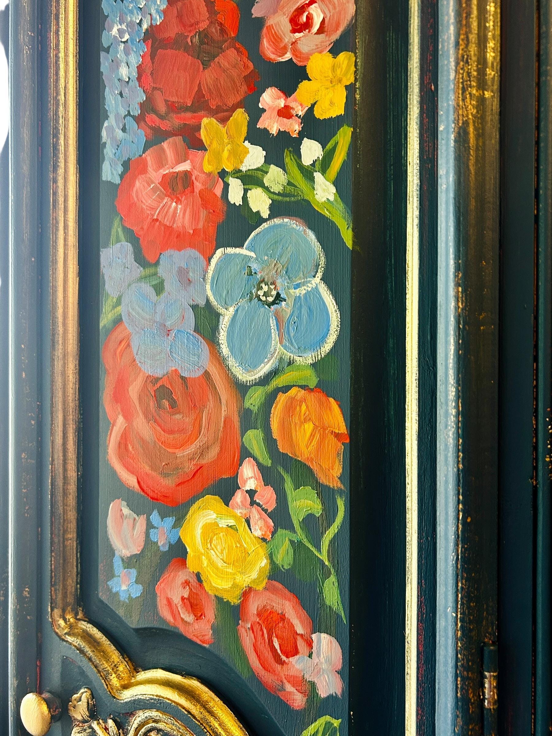 Hand-painted Vintage French Floral Armoire Closet - Etsy