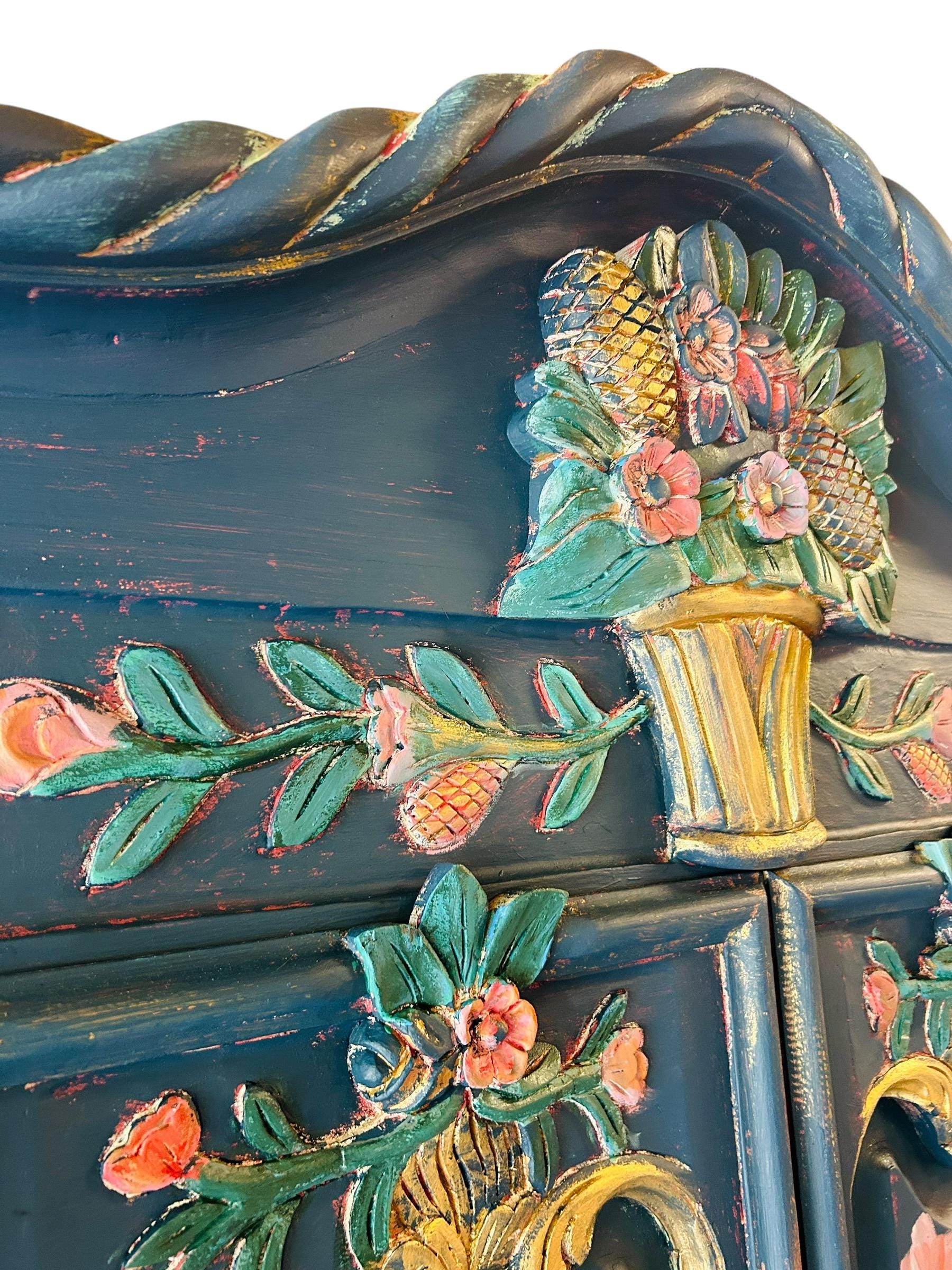 Hand-painted Vintage French Floral Armoire Closet - Etsy
