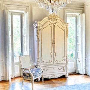 Custom Order Option:  Stunning Antique White French Armoire Cabinet