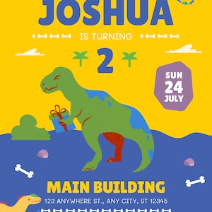 5x7 Dinosaur Kids Birthday Party Invitation digital file