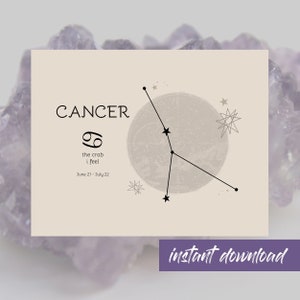 Download instantâneo do signo de câncer do zodíaco, arquivo digital de pôster de arte astrológica