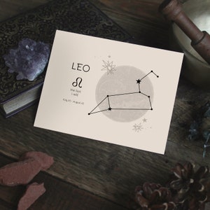 Signo del zodíaco Leo, carta del horóscopo, cartel de pared de arte, símbolo de constelación de astrología