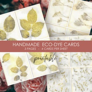 Cartes botaniques en papier, impressions de nature de jardin, impression avec teinture écologique, roses sauvages et romarin