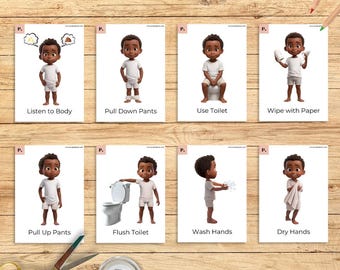 Töpfchen-Training-Visual Cue-Karten für Kleinkinder | WC Stufen Poster zum Ausdrucken | Schnelle Ergebnisse Digitaler Download | Kinder Töpfchen Hilfe | Variante 3