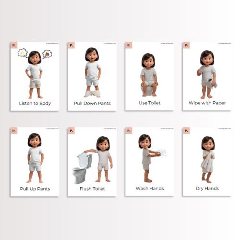 Potty Training Visual Cue Cards for Toddlers | Printable Toilet Steps ...