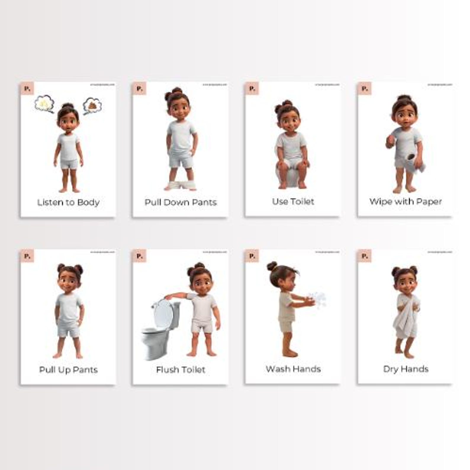 Potty Training Visual Cue Cards for Toddlers | Printable Toilet Steps ...