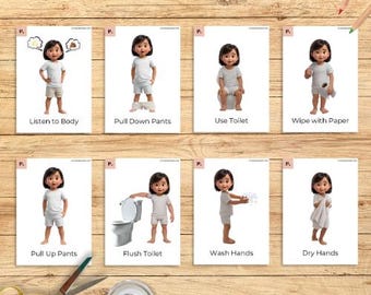 Töpfchen-Training-Visual Cue-Karten für Kleinkinder | WC Stufen Poster zum Ausdrucken | Schnelle Ergebnisse Digitaler Download | Kinder Töpfchen Hilfe | Ausführung 6