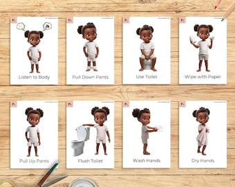 Töpfchen-Training-Visual Cue-Karten für Kleinkinder | WC Stufen Poster zum Ausdrucken | Schnelle Ergebnisse Digitaler Download | Kinder Töpfchen Hilfe | Variante 4