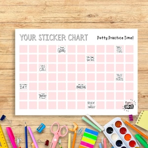 Potty Practice Sticker Chart | Toddler Toilet Training Reward Chart Printable | Motivational Potty Training Digital Download