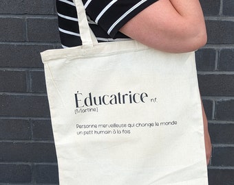 Tote Bag (sac réutilisable) personnalisé prof/TES/éducatrice