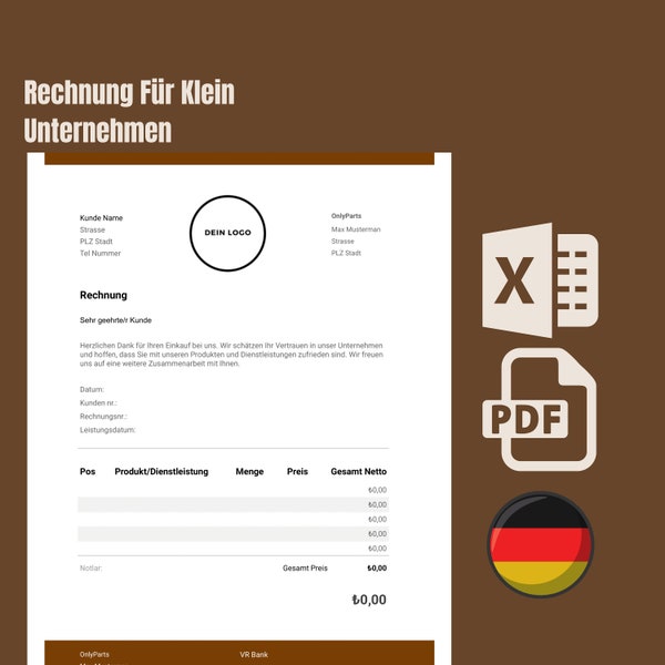 Rechnungsvorlage Moderne und professionelle rechnungsstellung | PDF und EXCEL | Geschäftsrechnung Individualisierbar und druckbar rechnung