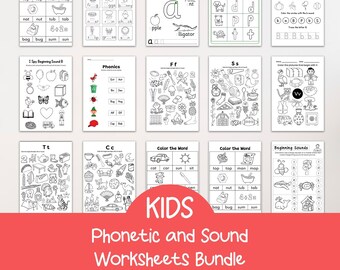 Phonics Worksheet Bundle for Kids, Learning Activity Book (Digital Download)