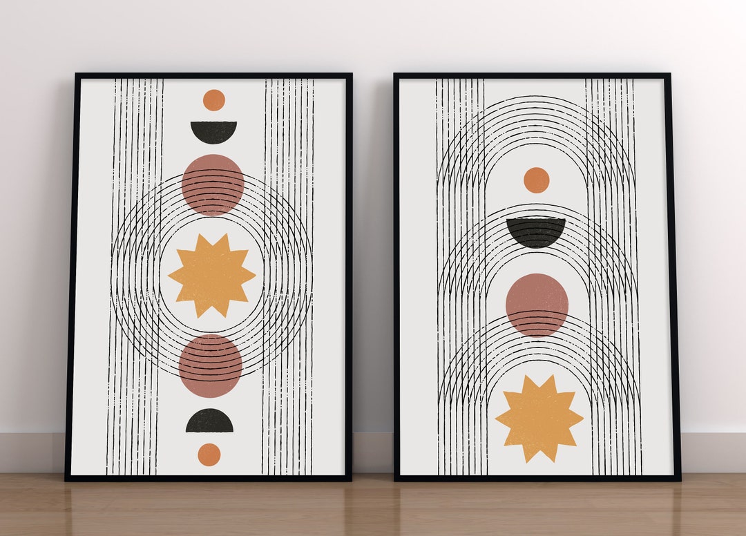 Boho Abstract Wall Art, Set of Two Wall Art Pieces, Gift for Her