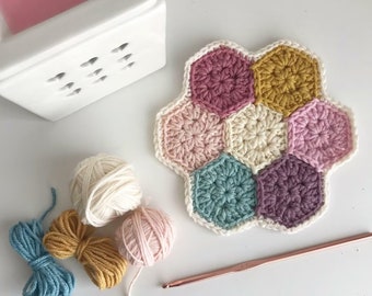 PATTERN ONLY - Love Flower Crochet Coaster Pattern, Cotton Coasters and Placemats, Coaster, Gift for her, Crochet Coasters Digital Download