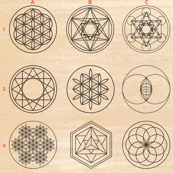 22 Crystal Grid SVG, Sacred Geometry SVG, Tree of Life, Flower of life for manifestation Digital file for Laser and Cricut