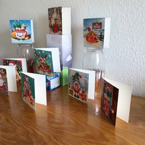 Diamantgeschilderde kerstkaarten.