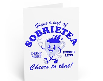 SobrieTEA Celebration card, Sober Living Card, Teetotal Sober Card, Soberversary, Recovery Alcohol free, Tea Humour, Sobriety Card