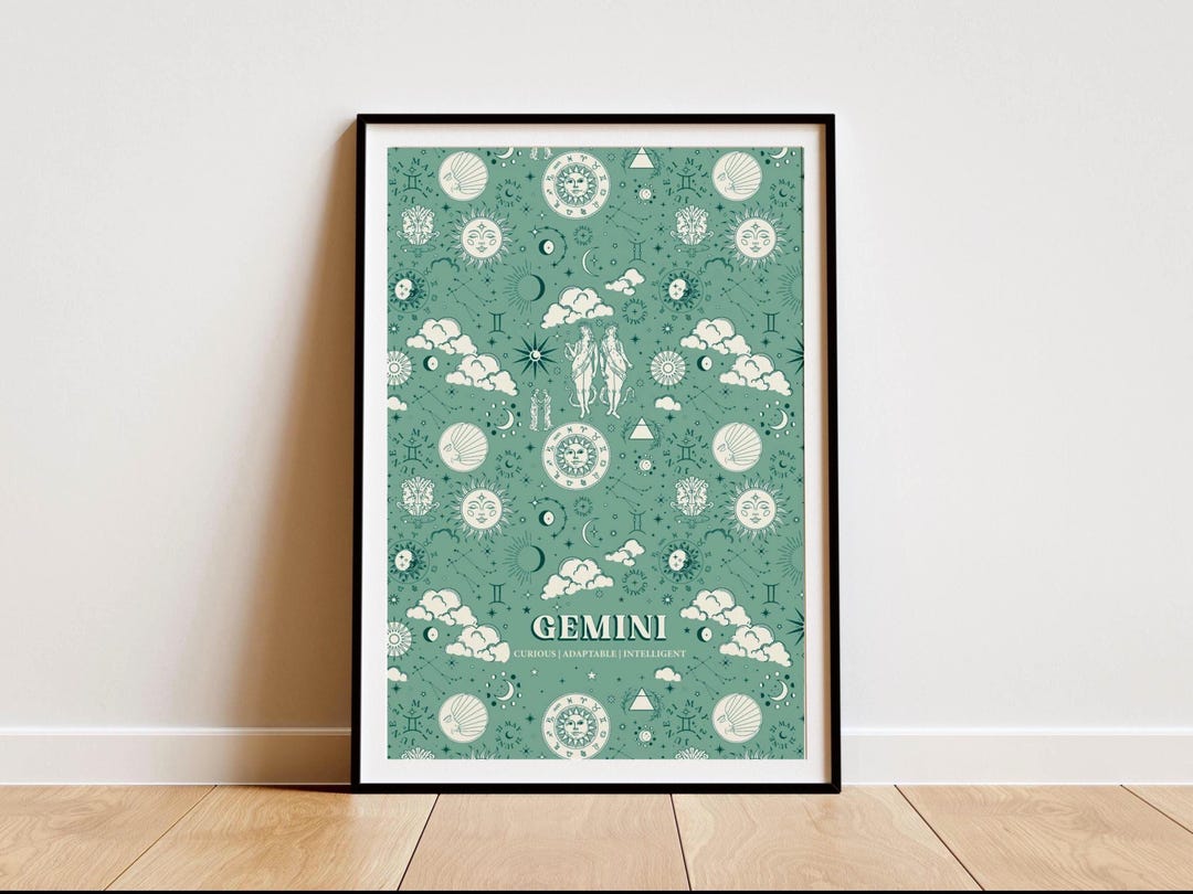 Gemini Poster, Zodiac Gemini Print, Horoscope Wall Art, Astrology ...