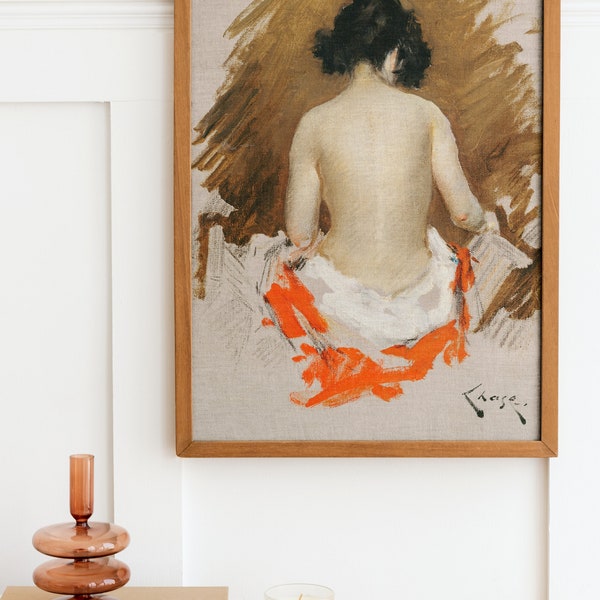 Art Print | Digital Download | William Merritt Chase | Public | Naked Japanese Woman with Kimono