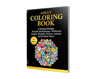PDF Printable Adult Coloring Book| Mandalas, flowers| Calming Coloring| For Anxiety Relief, Relaxation|Whimsical Designs