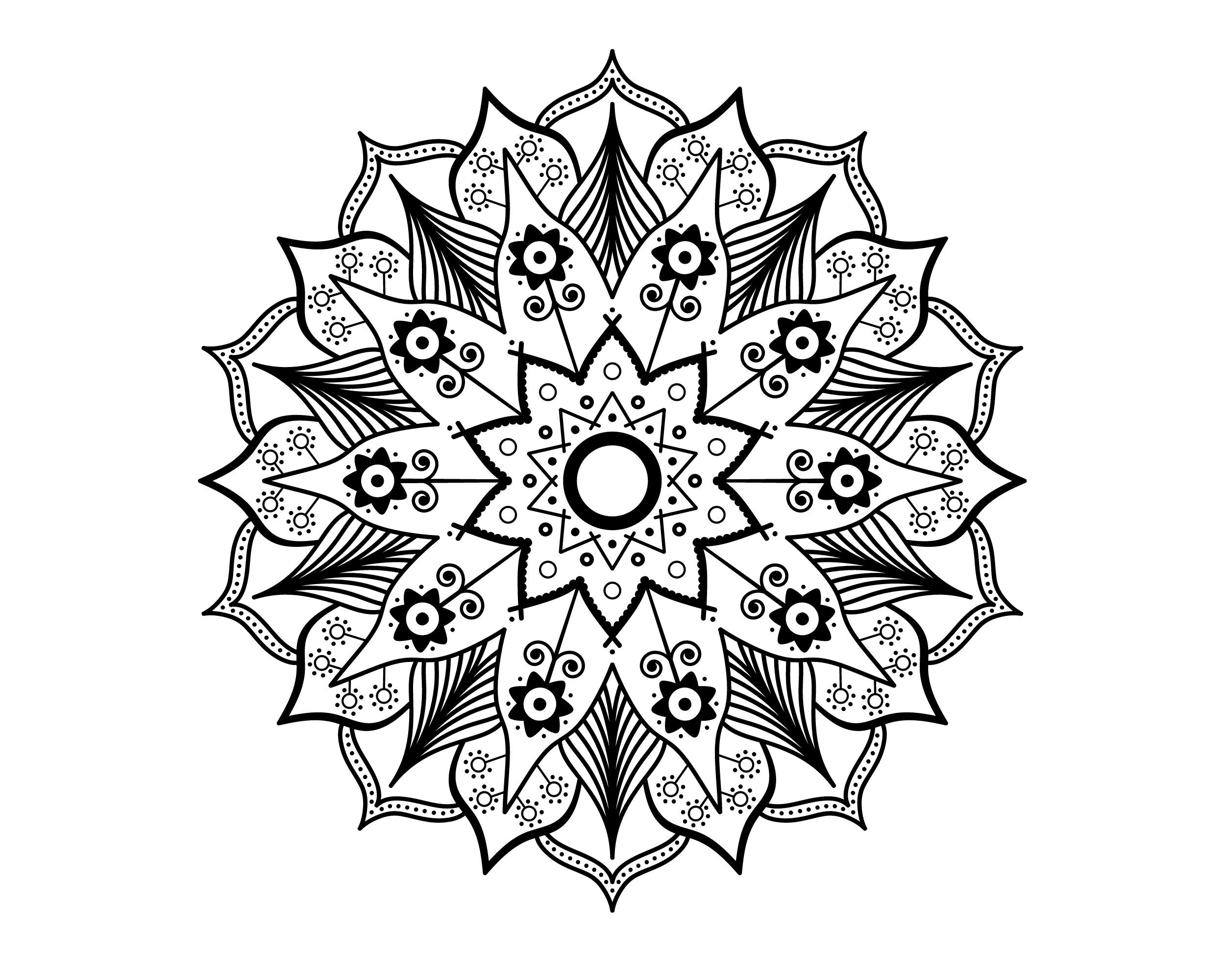 PDF Printable Mandala Color Page| Digital Colouring| Stress Relief ...