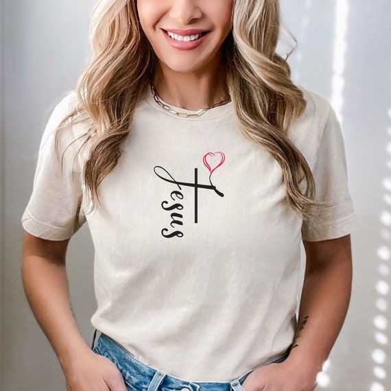 Jesus T-Shirt, Christian T-Shirt, Jesus Tee, Jesus Shirt, Christian Gifts, Religious Gift, Inspirational Shirt, Jesus Cross Tshirt, Bible Ve