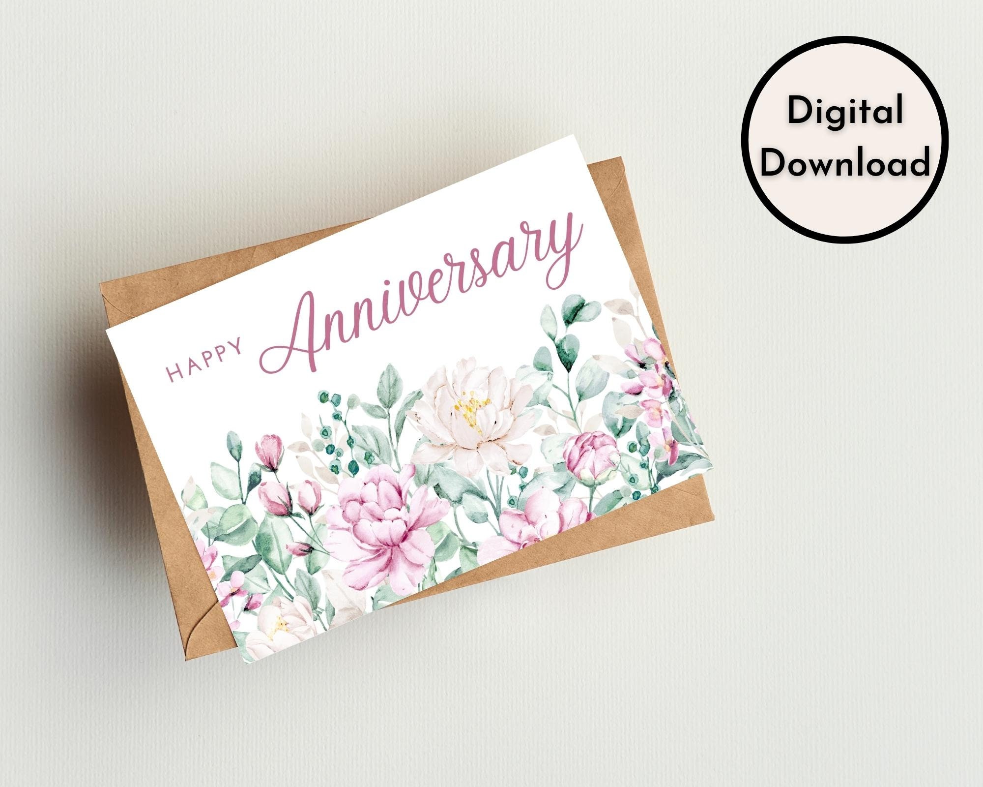 Happy Anniversary Card - DIGITAL Download - Printable Floral Happy ...