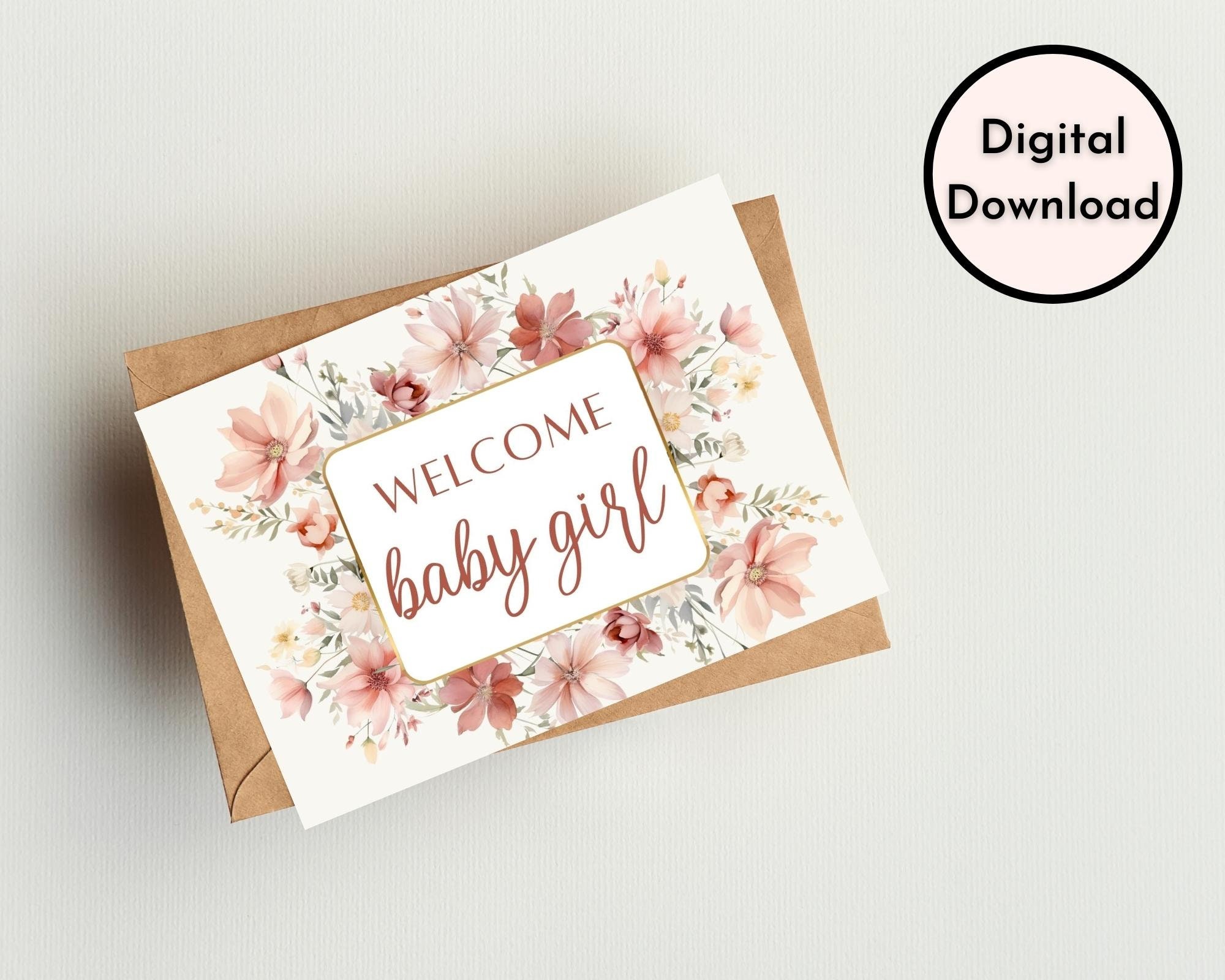 Welcome Baby Girl Card DIGITAL Download Printable Welcome Baby Girl welcome-baby-girl-card-digital-download-printable-welcome-baby-girl