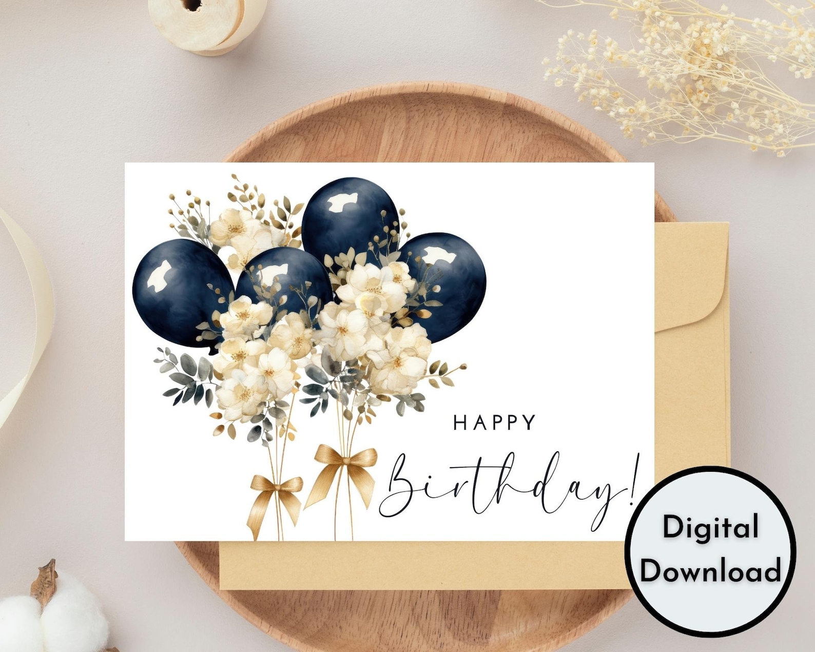 Happy Birthday Card DIGITAL Download Printable Birthday Card Featuring