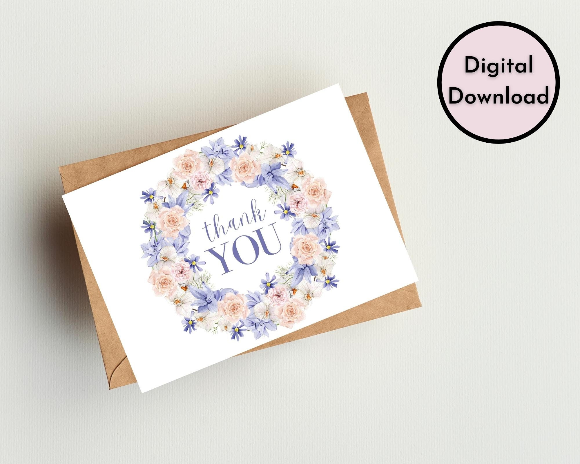 Floral Thank You Card - DIGITAL Download - Printable Thank You Card ...