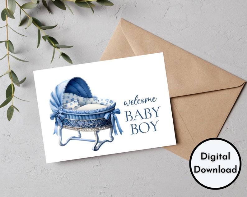 Welcome Baby Boy Card DIGITAL Download Printable Welcome - Etsy