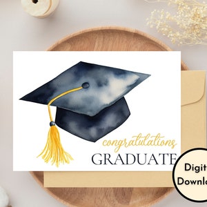 Gefeliciteerd afgestudeerd - kaart met afstudeerpet - digitale download - afdrukbare afstudeerkaart - afdrukken: 8,5 x 11 inch - gesneden tot 5 x 7 inch