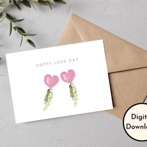 Happy Love Day Card - Téléchargement NUMÉRIQUE - Carte de mariage imprimable - Carte de félicitations de mariage imprimable - Carte imprimable