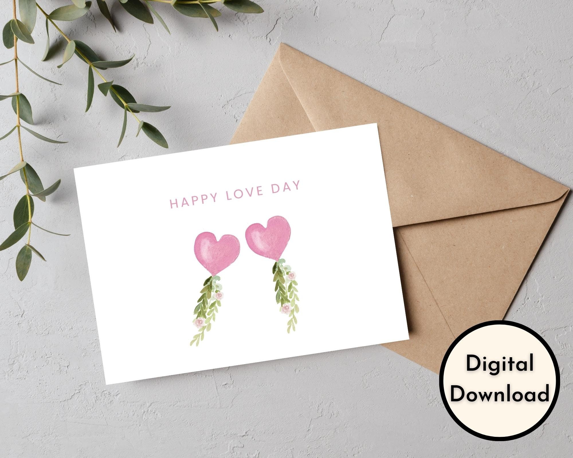 Happy Love Day Card - DIGITAL Download - Printable Wedding Card - Printable Wedding Congratulations Card - Printable Card