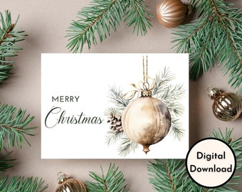 Biglietto di auguri di Natale - Download DIGITALE - Bellissimo biglietto di auguri di Natale stampabile con decorazioni - Stampa 8,5 x 11 pollici - Tagliato a 5 x 7 pollici